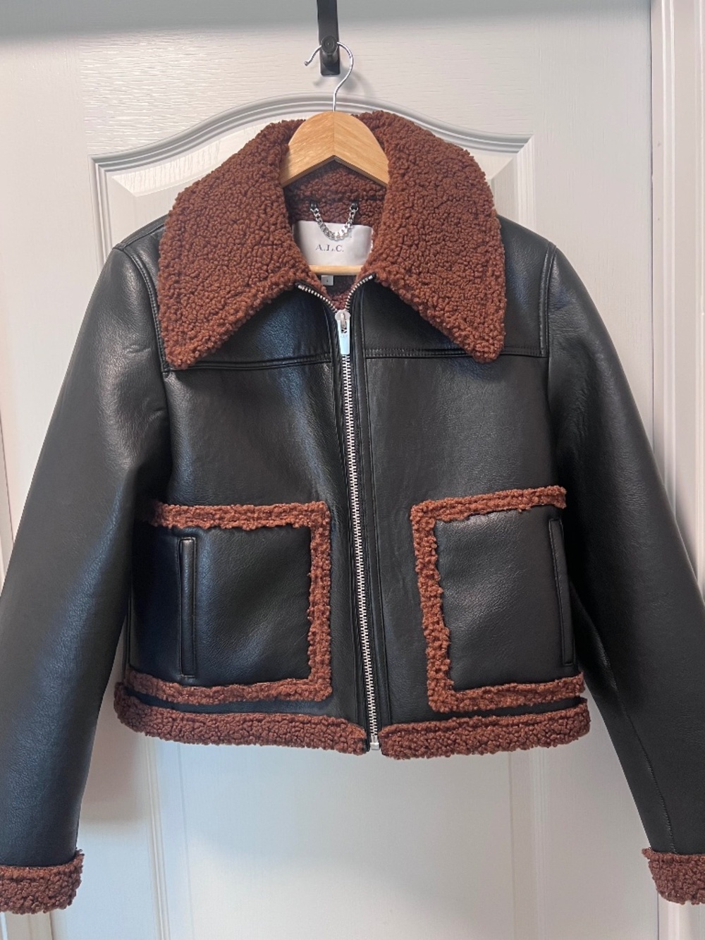 A.L.C. Faux Leather and Shearling Bomber Jacket - NWOT